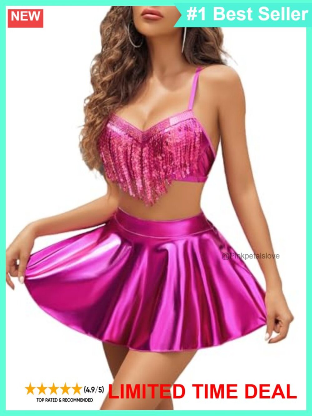 Sequin Fringe Crop Top Metallic Mini Skirt Thong 3pc Rave Festival Set